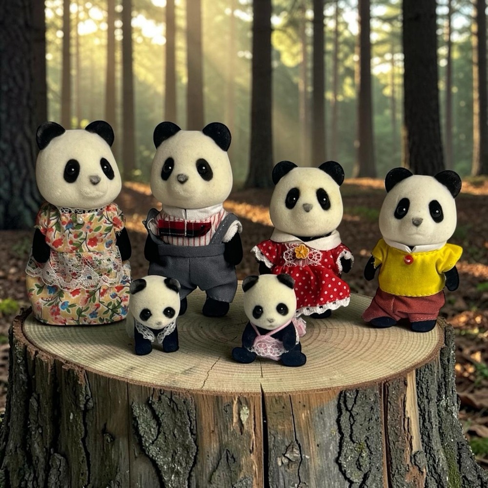 Calico Critter Slyvanian Families Wilder Panda Family Babies Poseable Lot Of 6